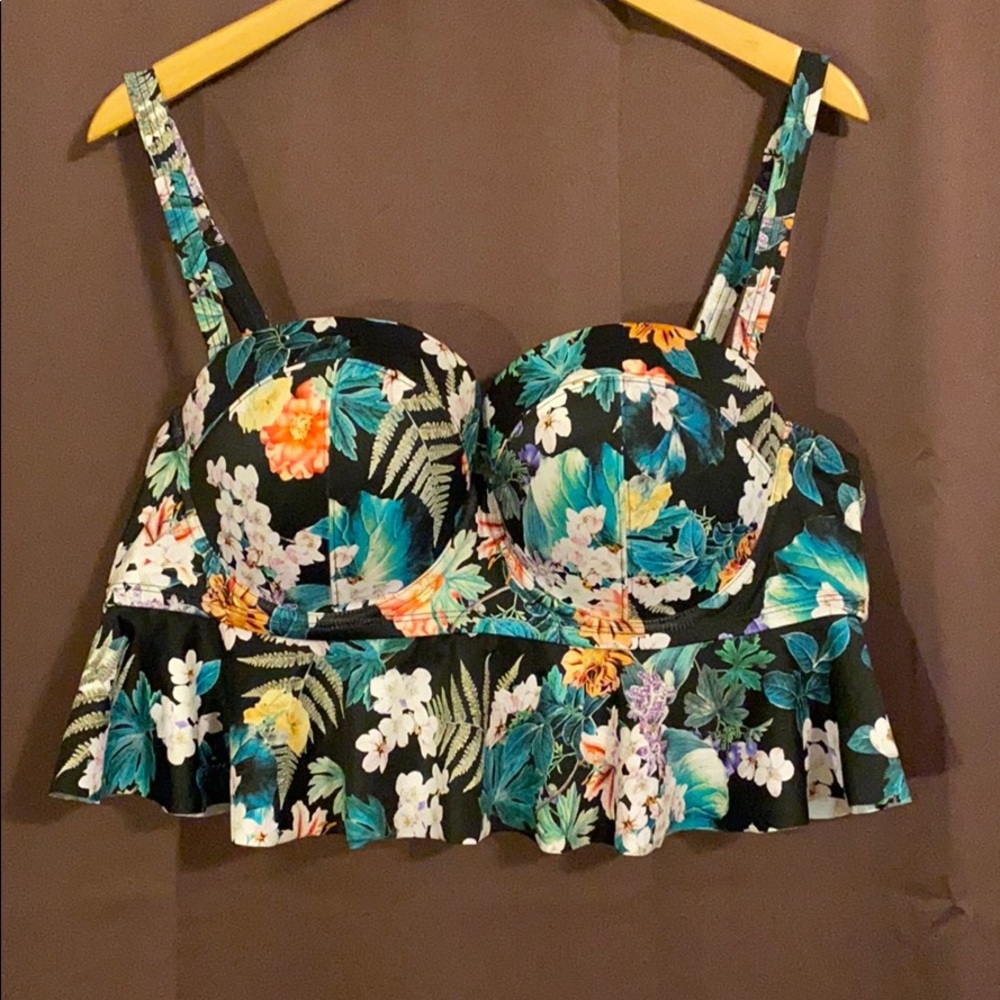 Torrid Tropical Push-up Peplum Swim Top